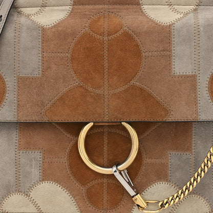 Chloe Suede Patchwork Medium Faye Shoulder Bag Motty Grey 8 of 19
