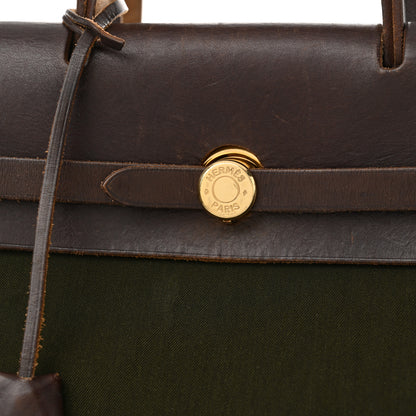 Hermes Toile Vache Calfskin Herbag 30 PM Backpack Kaki Ebene 13 of 16