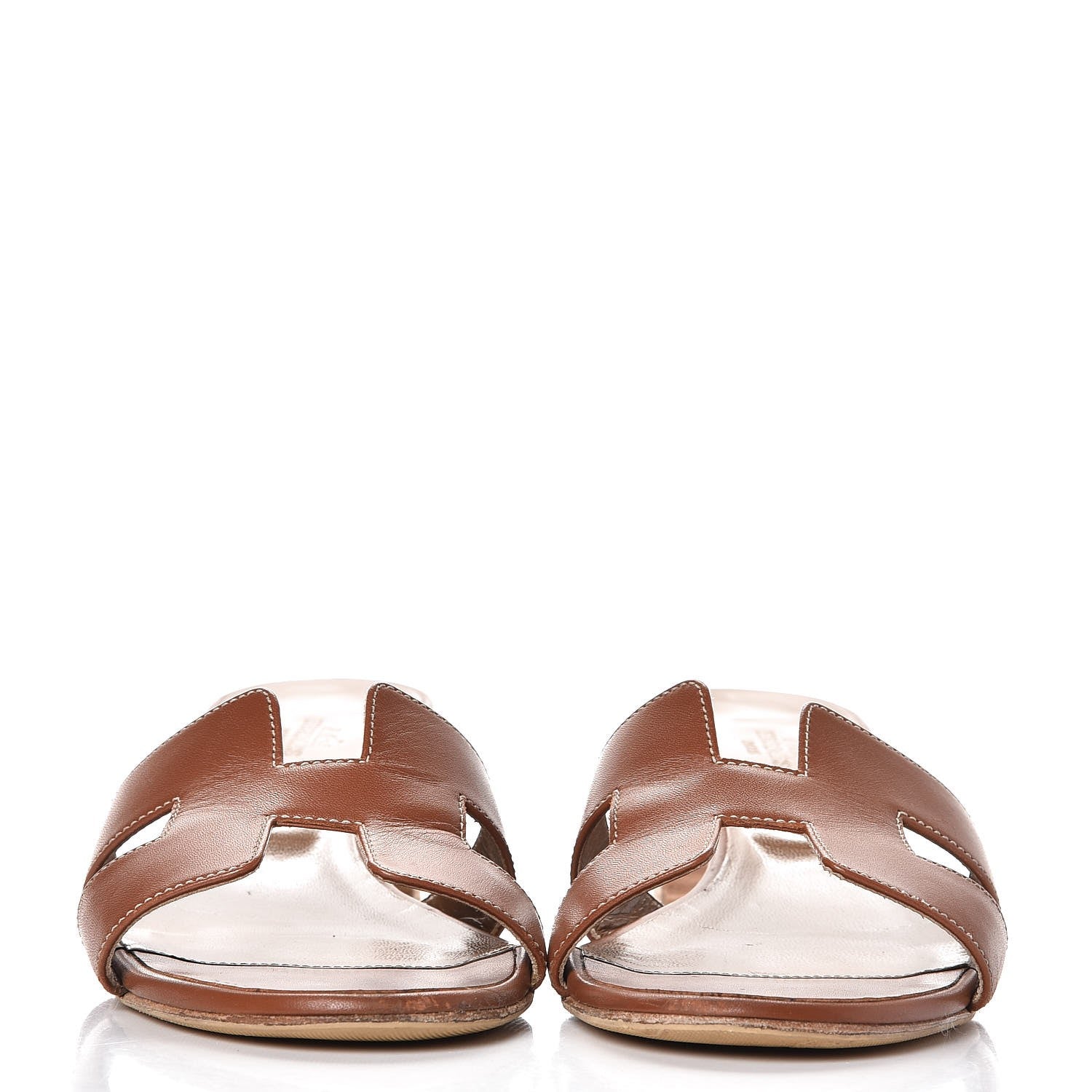 Hermes Calfskin Oasis Sandals 37.5 Gold 2 of 12