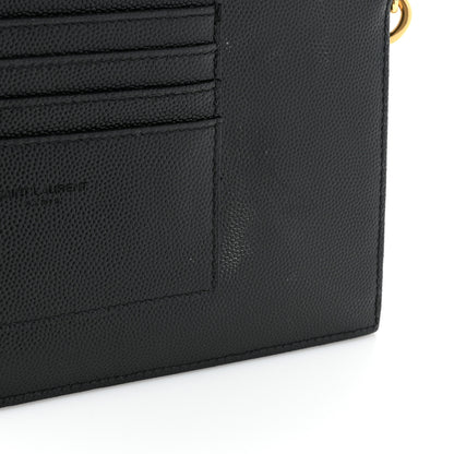 Saint Laurent Grain De Poudre Chevron Monogram Large Bill Pouch Black 11 of 12