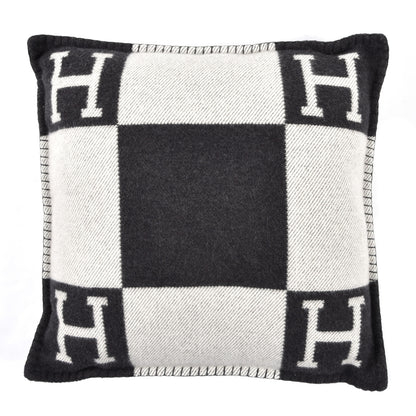 Hermes Wool Cashmere Avalon Pillow PM Ecru Gris Fonce 1 of 3