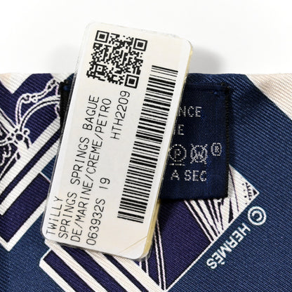 Hermes Silk Springs Springs Twilly Marine Creme Petrole 4 of 4