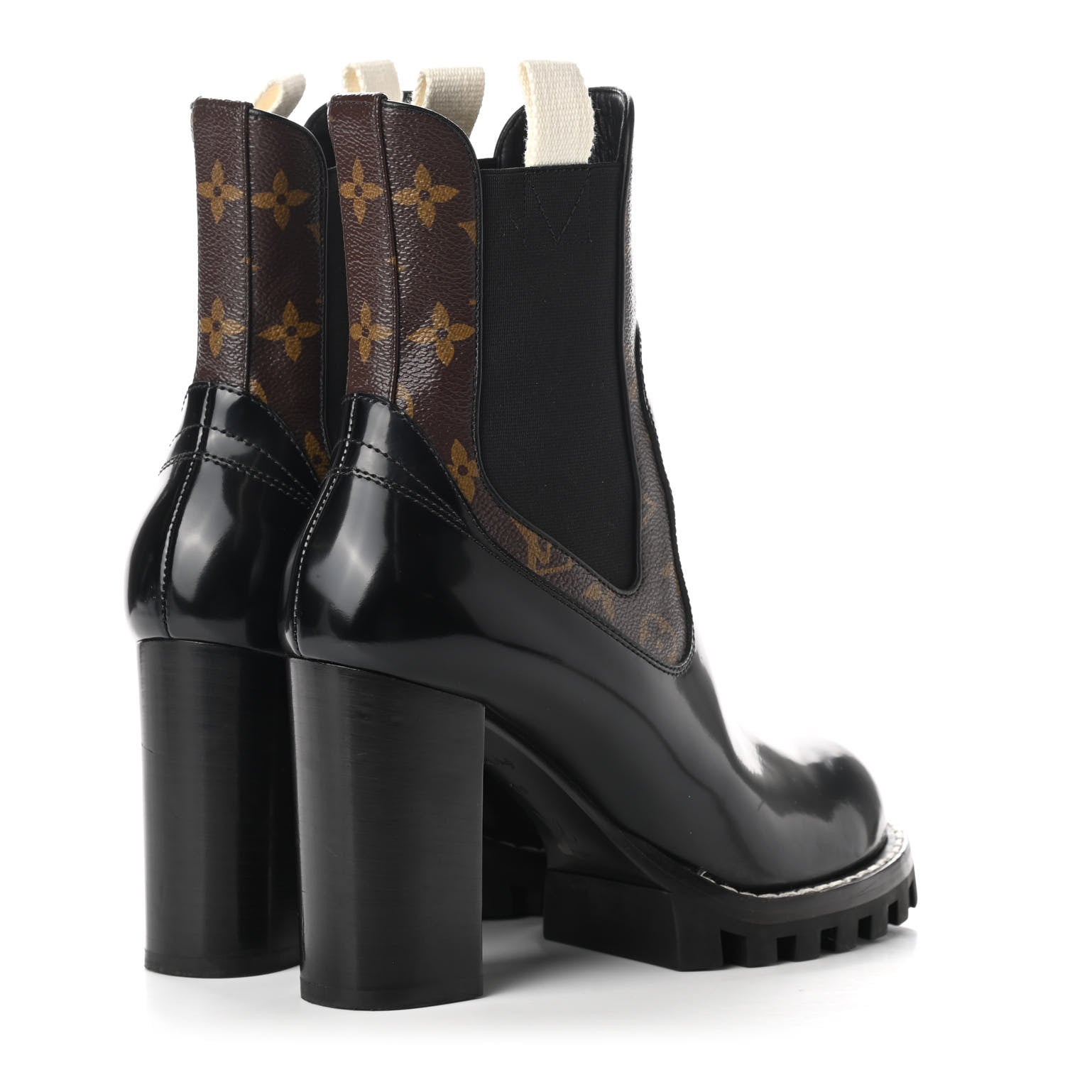 Louis Vuitton Patent Calfskin Monogram Star Trail Chelsea Ankle Boots 39 Black 4 of 9