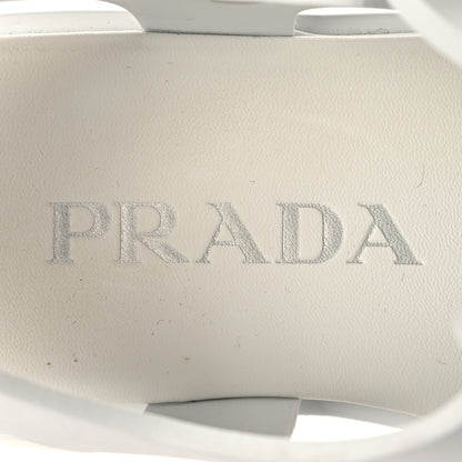 Prada Foam Rubber Triangle Logo Monolith 55mm Cage Sandals 35 White 9 of 10