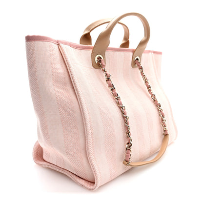 Chanel Mixed Fibers Calfskin Striped Medium Deauville Tote Light Pink 3 of 9