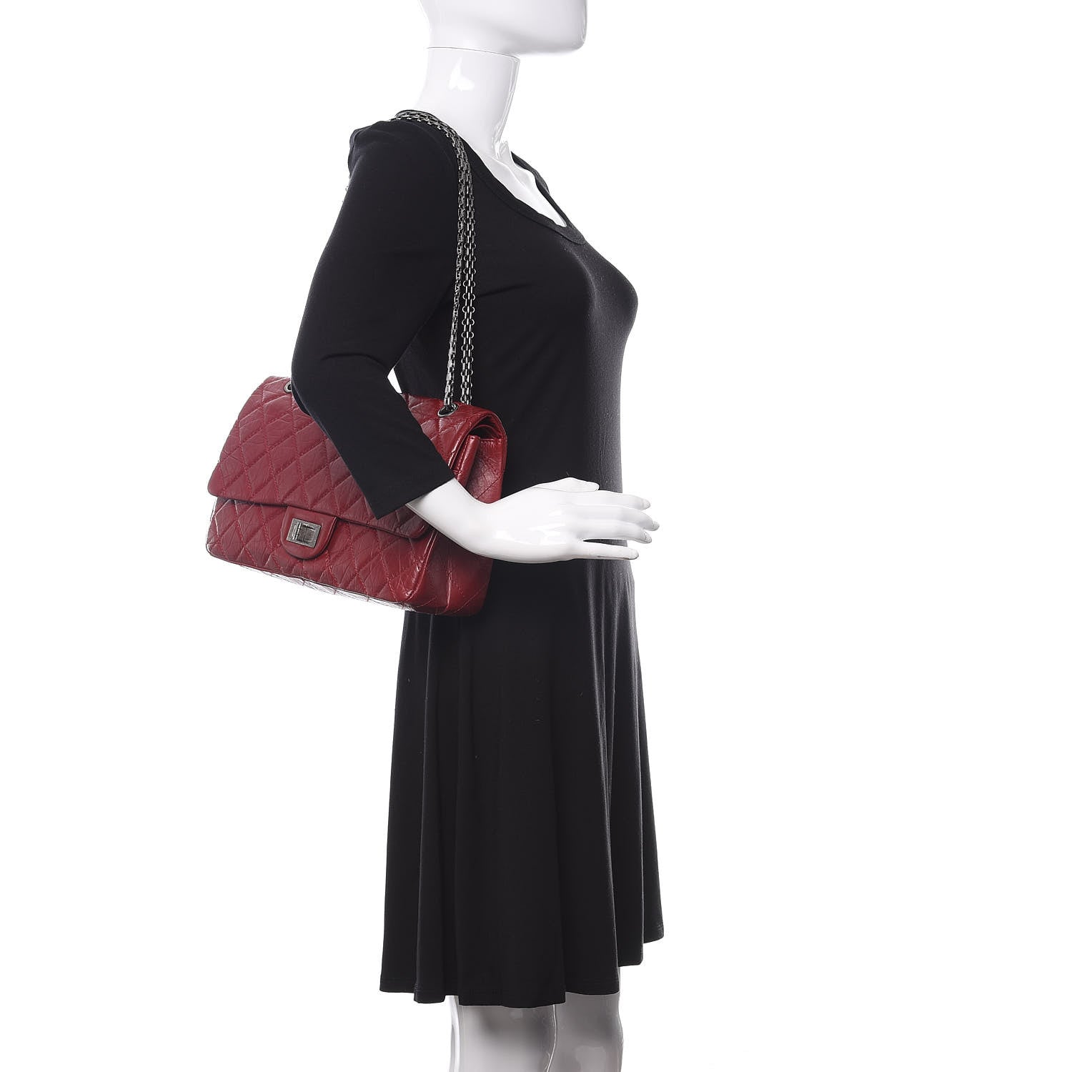 Chanel Aged Calfskin Quilted 2.55 Reissue 227 Flap Red 3 of 13