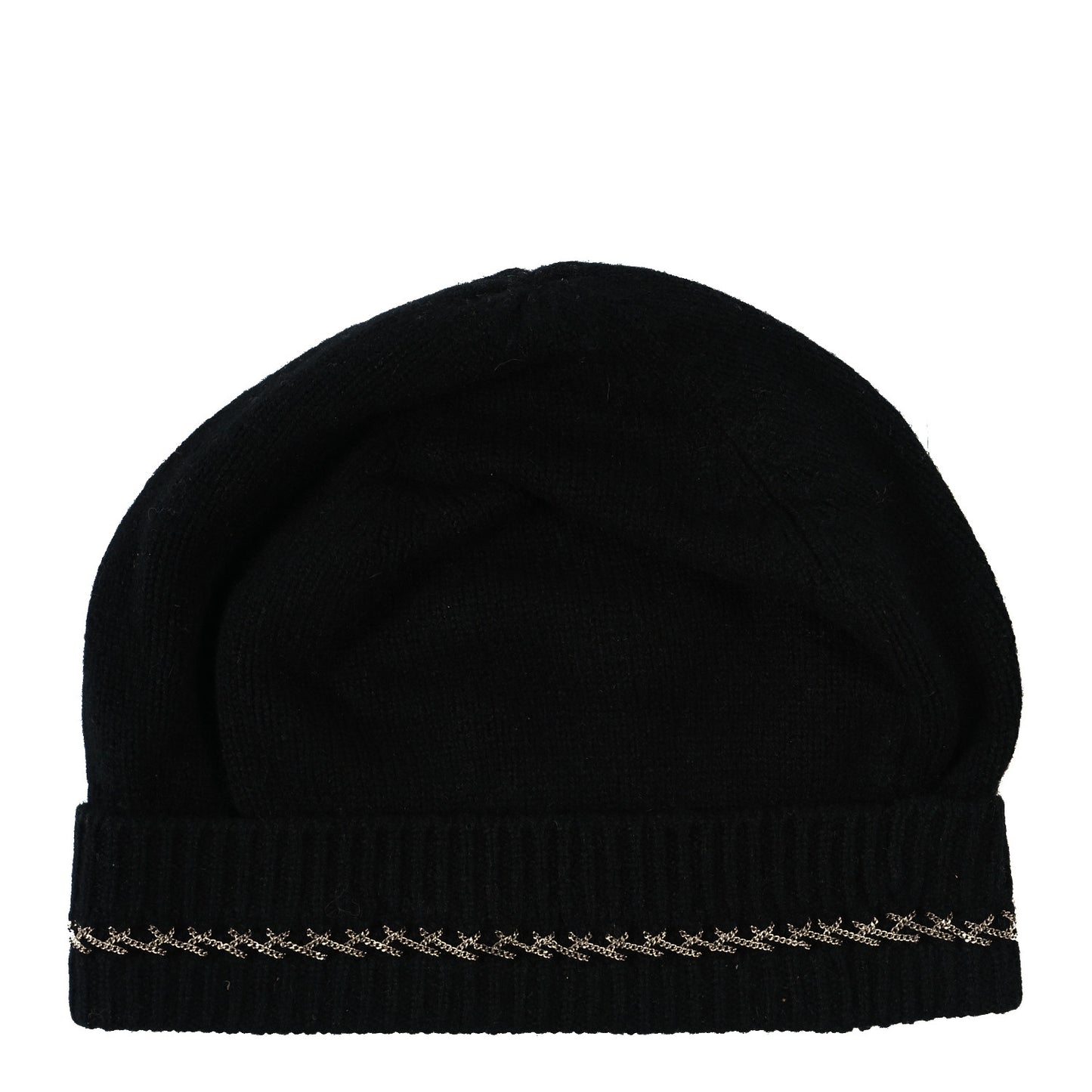 Cashmere Chain CC Beanie Hat Black