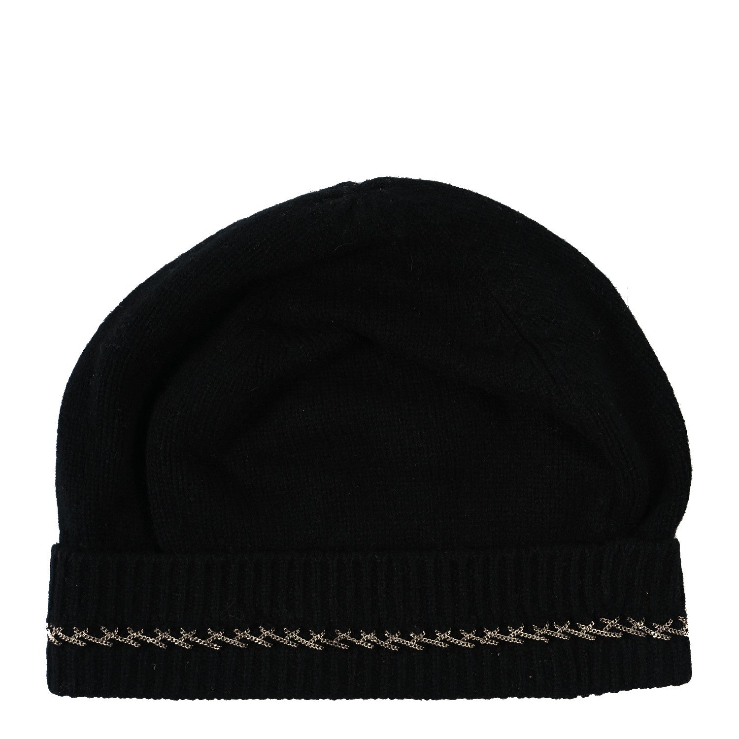 Chanel Cashmere Chain CC Beanie Hat Black 2 of 4
