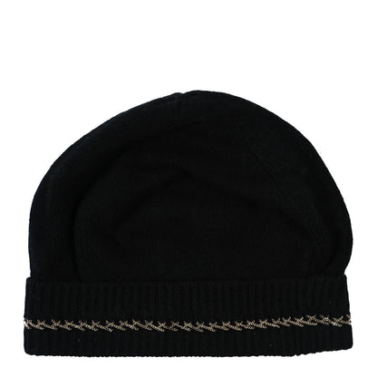 Chanel Cashmere Chain CC Beanie Hat Black 2 of 4