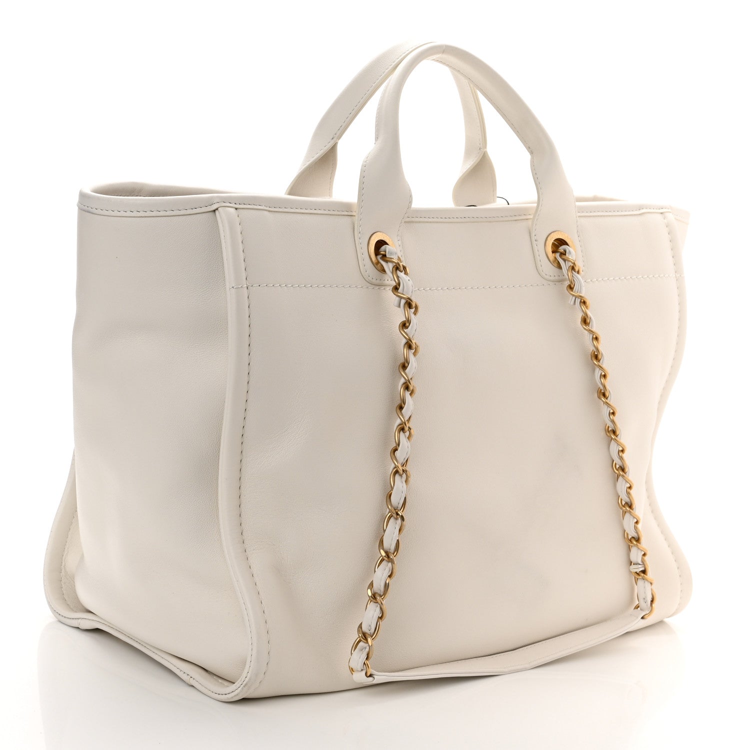 Chanel Calfskin Medium Deauville Tote White Multicolor 3 of 14