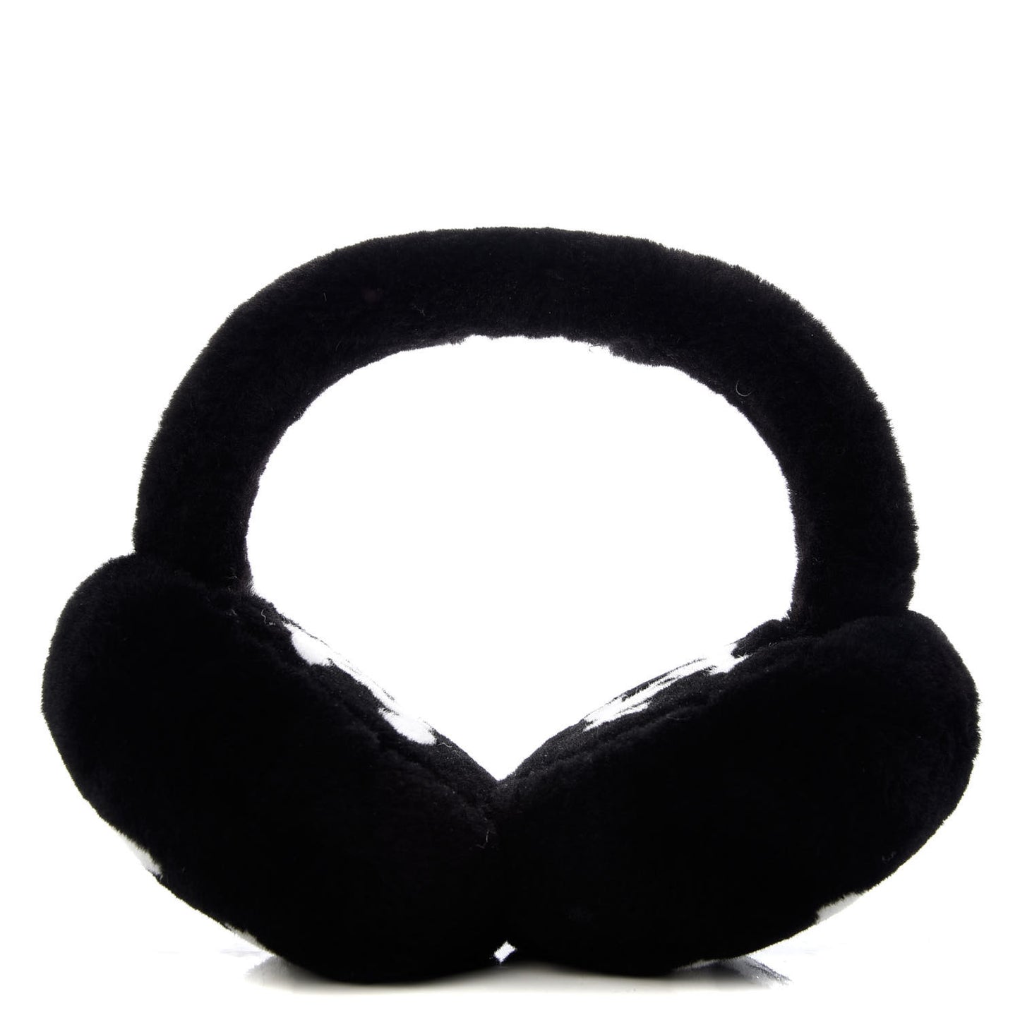 Shearling CC Ear Muffs Black White