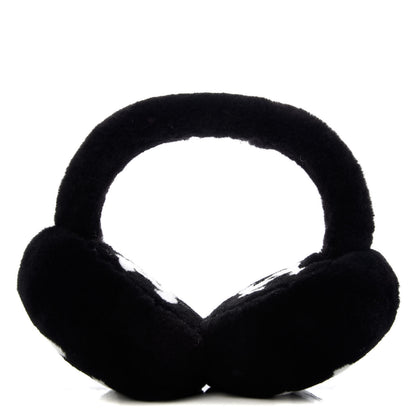Chanel Shearling CC Ear Muffs Black White 1 of 5