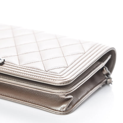 Chanel Metallic Caviar Quilted Boy Wallet On Chain WOC Copper 12 of 13