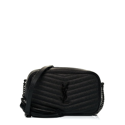 Saint Laurent Grain De Poudre Matelasse Monogram Mini Lou Camera Bag Black 1 of 9