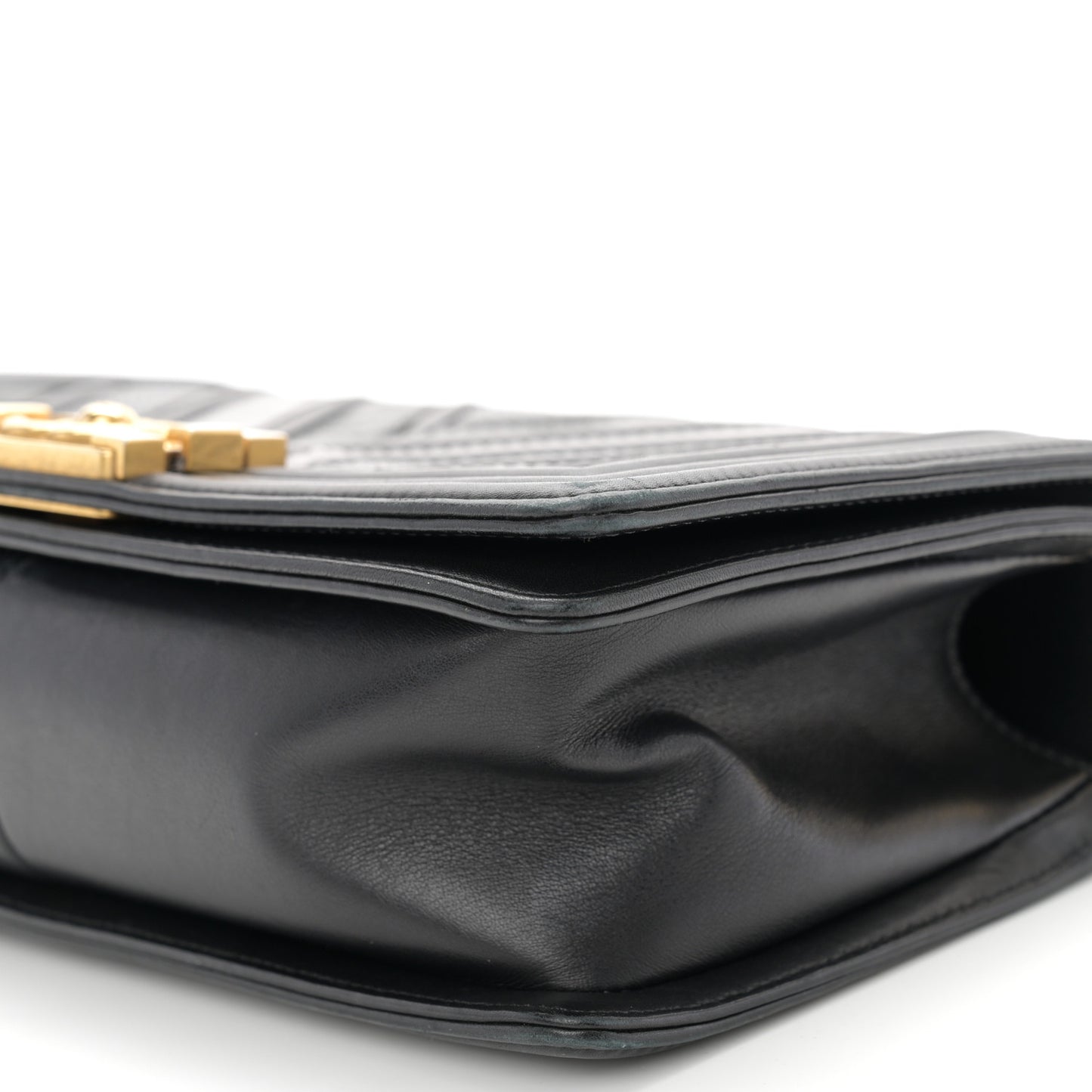 Caviar Suede Calfskin Chevron Medium Boy Flap Black