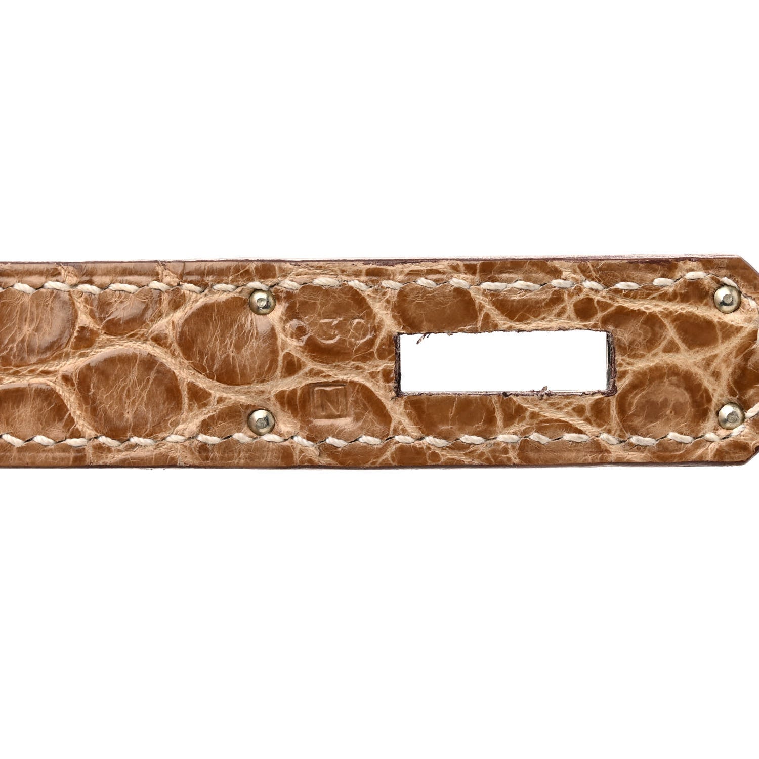 Hermes Shiny Porosus Crocodile Horseshoe Birkin 35 Ficelle Gold 7 of 16