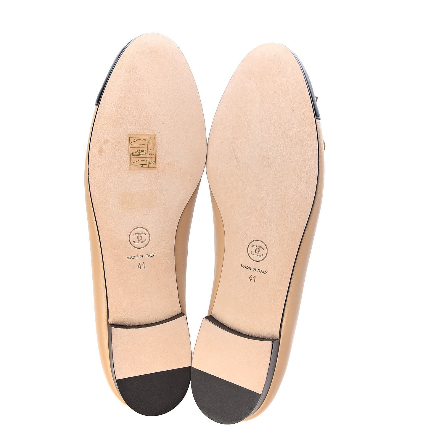 Chanel Lambskin Cap Toe CC Ballerina Flats 41 Beige Black 5 of 11