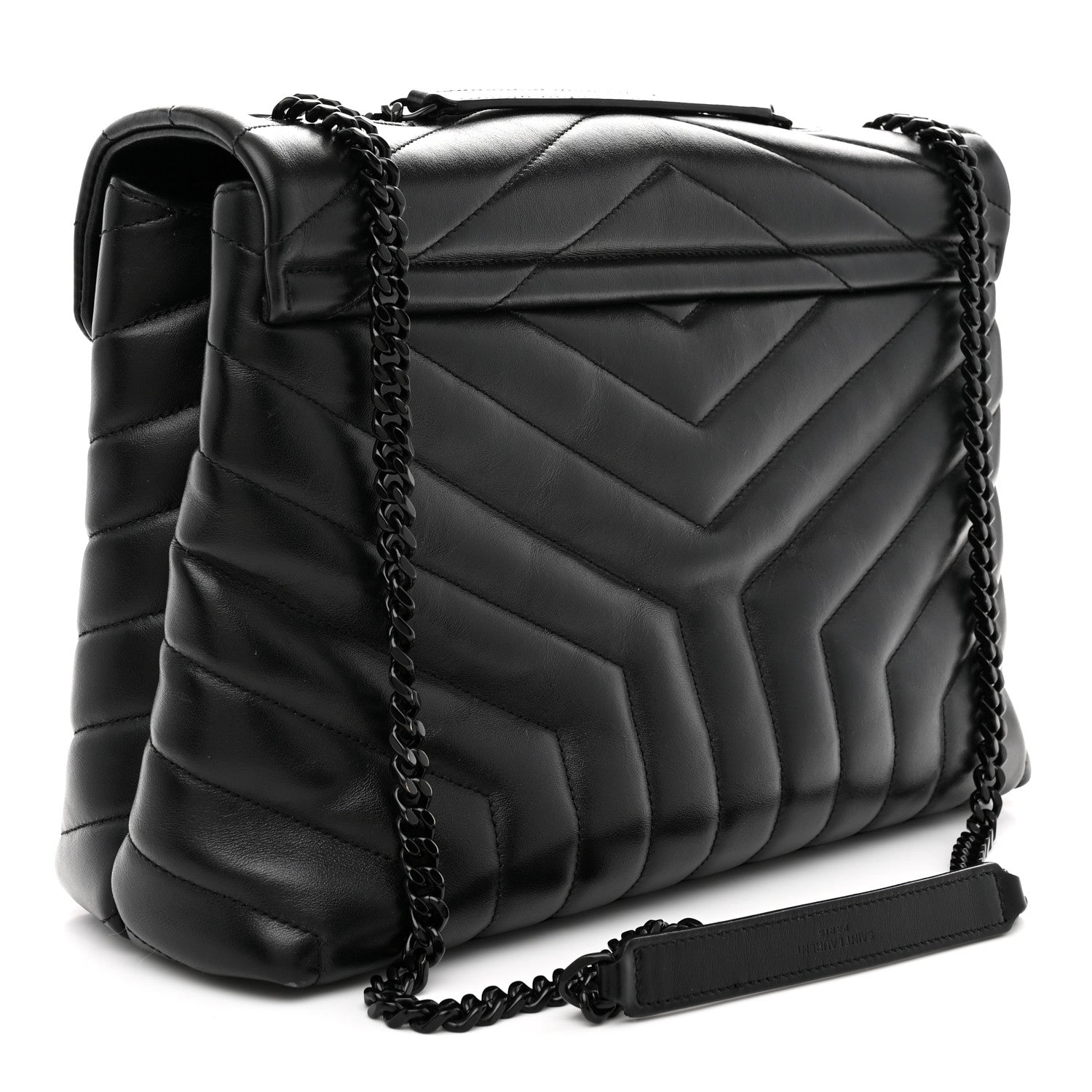 Saint Laurent Calfskin Y Quilted Monogram Monochrome Medium Loulou Chain Satchel Black 3 of 11
