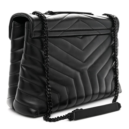 Saint Laurent Calfskin Y Quilted Monogram Monochrome Medium Loulou Chain Satchel Black 3 of 11