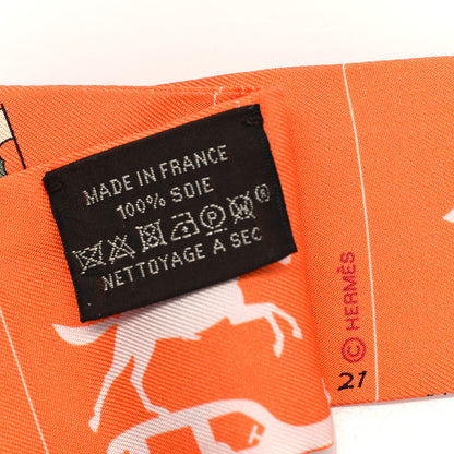 Hermes Silk Parade CG Twilly Corail Vert Amande Brun 3 of 3