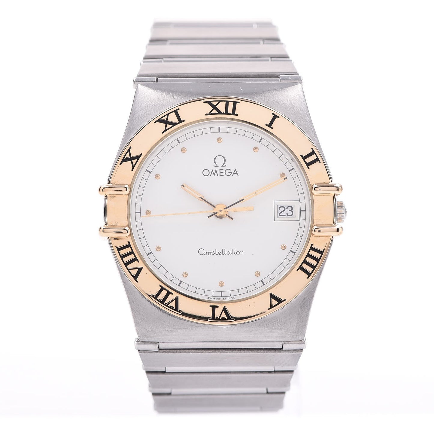 Stainless Steel 18K Yellow Gold 33mm Constellation Quartz Watch White 396.1075