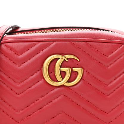 Gucci Calfskin Matelasse Small GG Marmont Chain Shoulder Bag Hibiscus Red 8 of 10