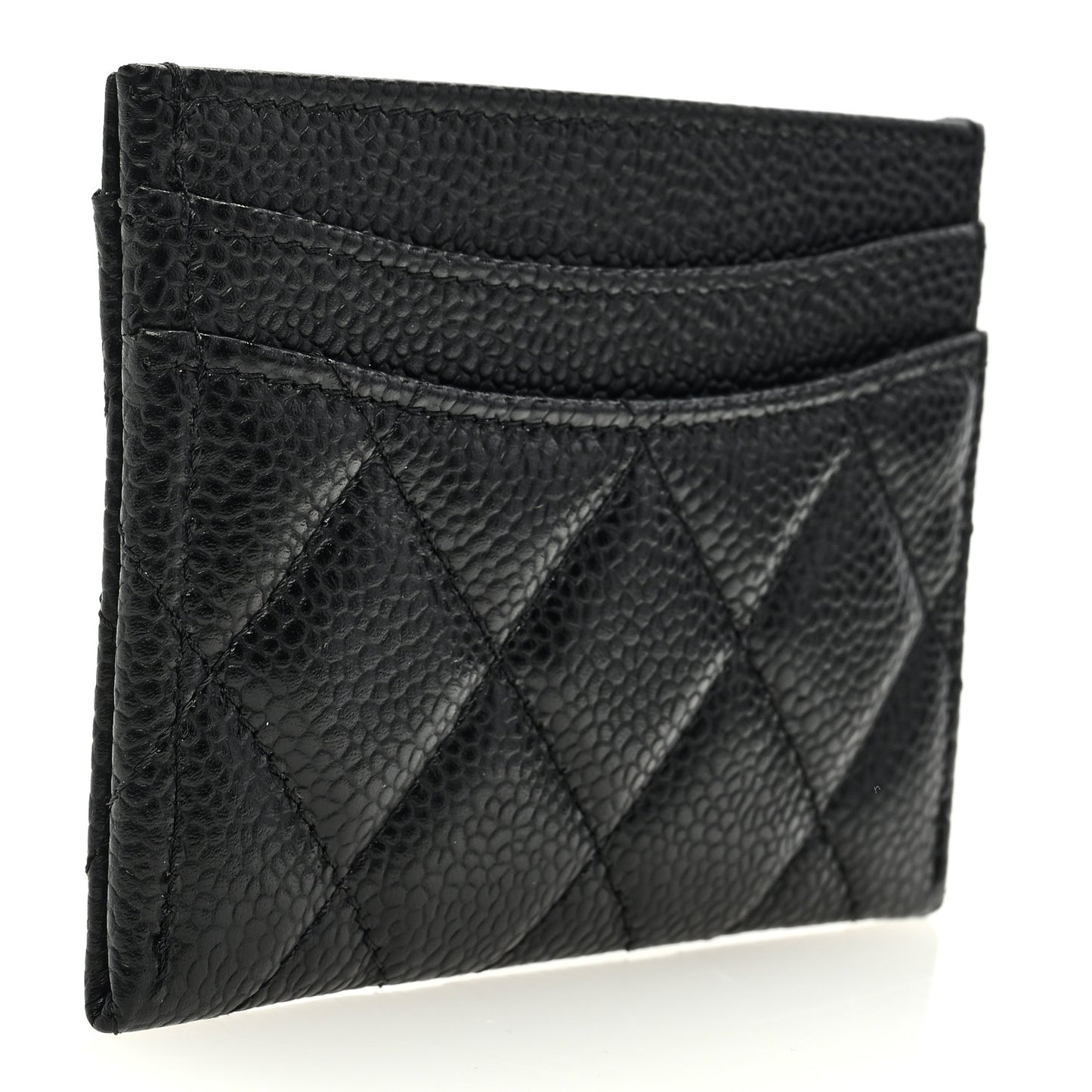 Caviar Quilted Card Holder Black