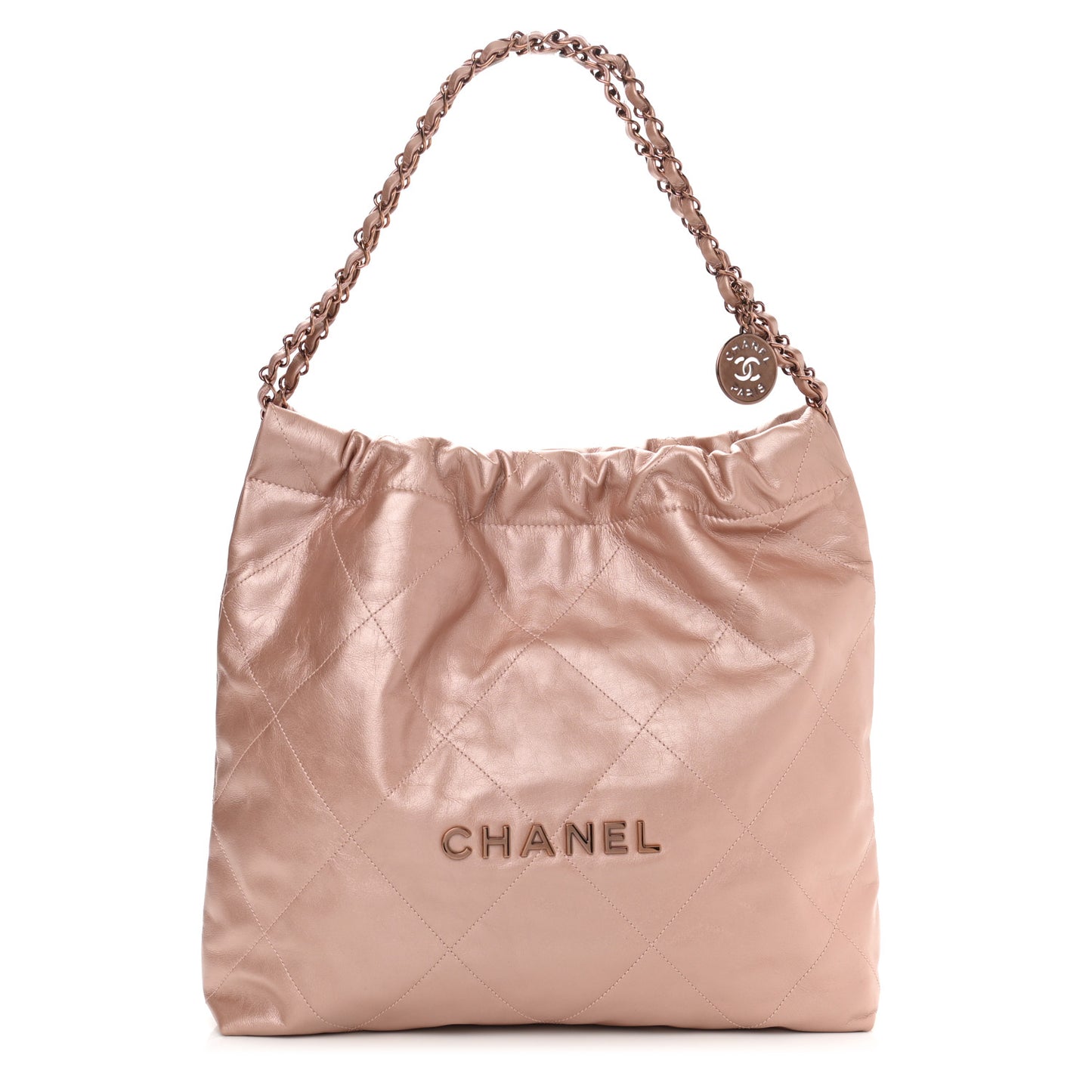 Metallic Calfskin Quilted Chanel 22 Pink