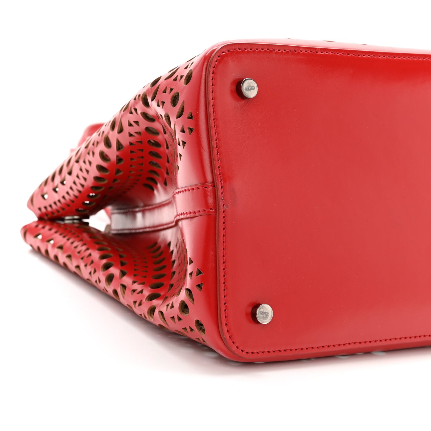 Calfskin Laser Cut Mina 32 Bag Red
