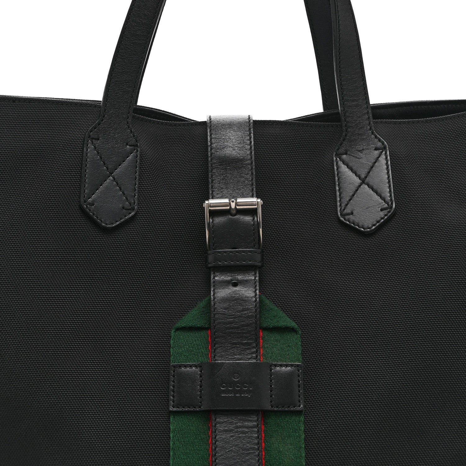 Gucci Techno Canvas Web Single Buckle Tote Black 1872841