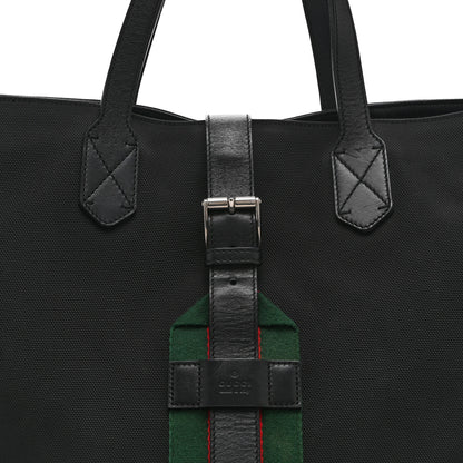 Gucci Techno Canvas Web Single Buckle Tote Black 9 of 11