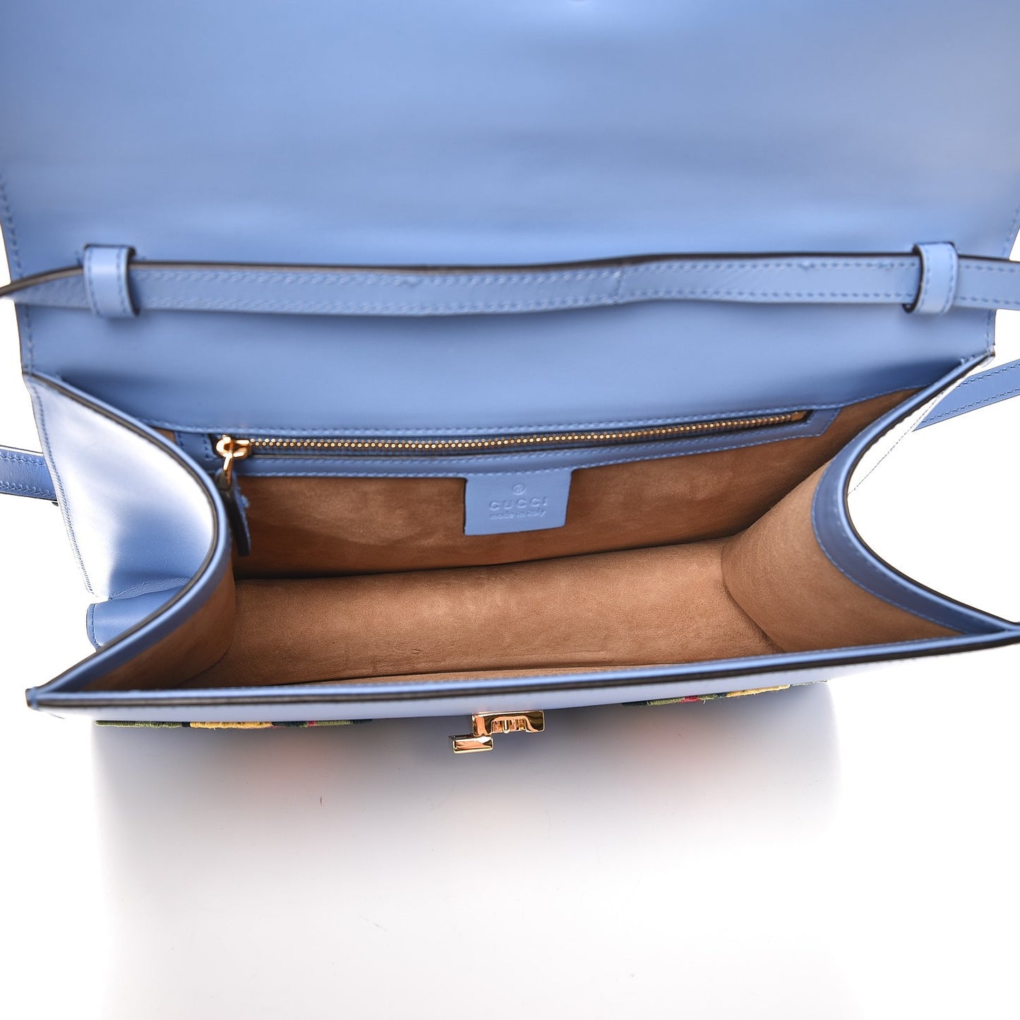 Calfskin Embroidered Medium Sylvie Top Handle Bag Clear Sky Blue