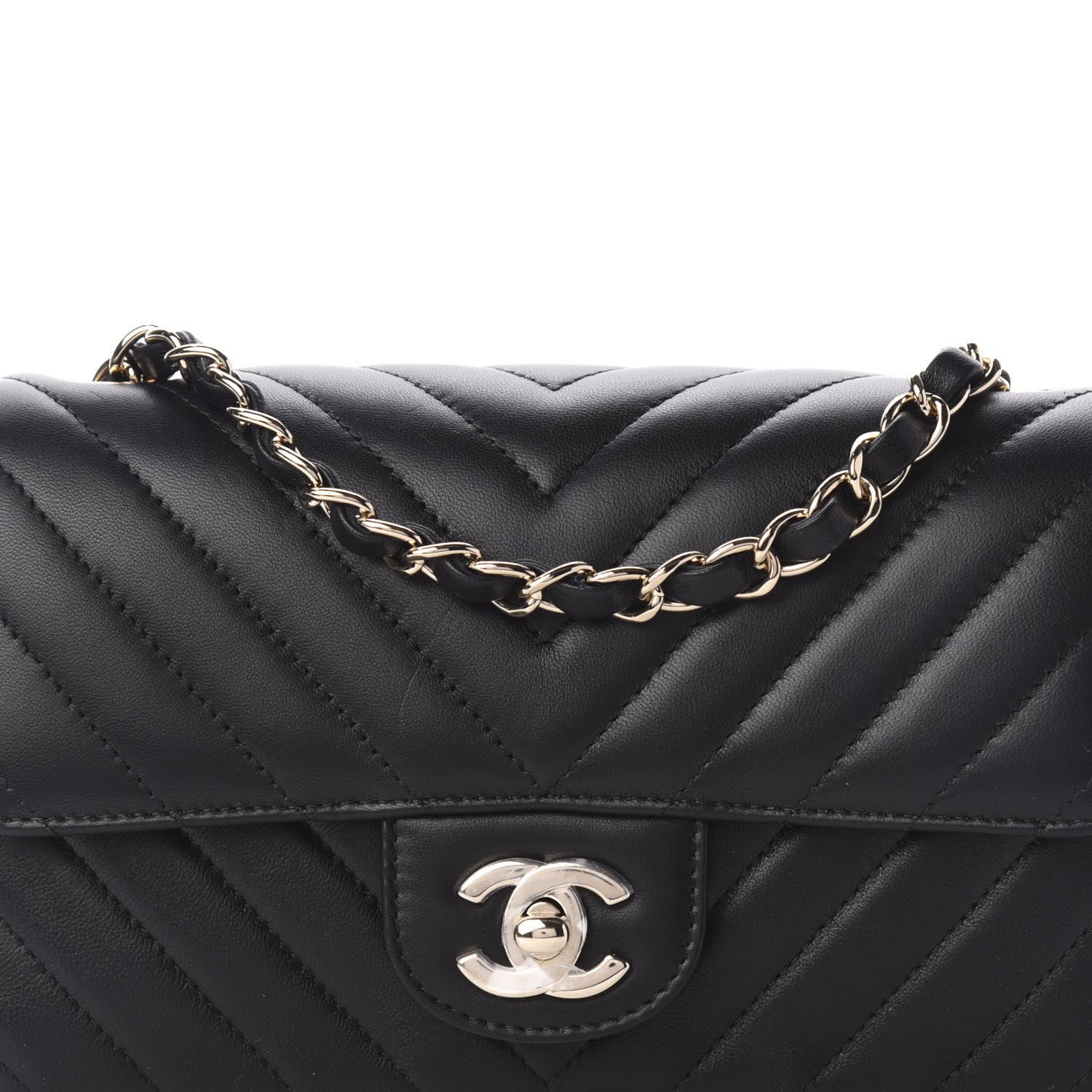 Chanel Lambskin Chevron Quilted Mini Rectangular Flap Black 10 of 10