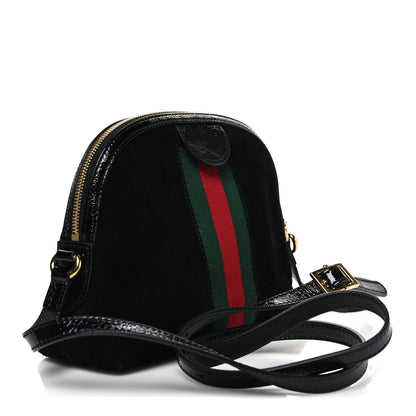 Gucci Suede Patent Web GG Small Ophidia Dome Shoulder Bag Black 3 of 10