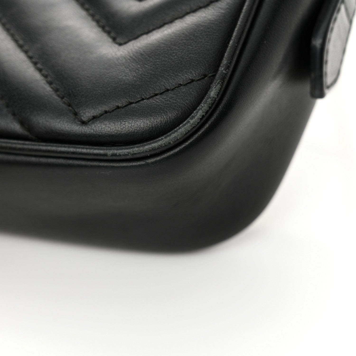 Gucci Calfskin Matelasse Mini GG Marmont Chain Shoulder Bag Black 13 of 19