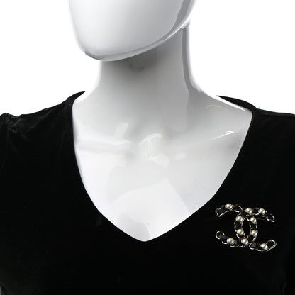 Chanel Lambskin Pearl CC Chain Brooch Black Gold 2 of 5
