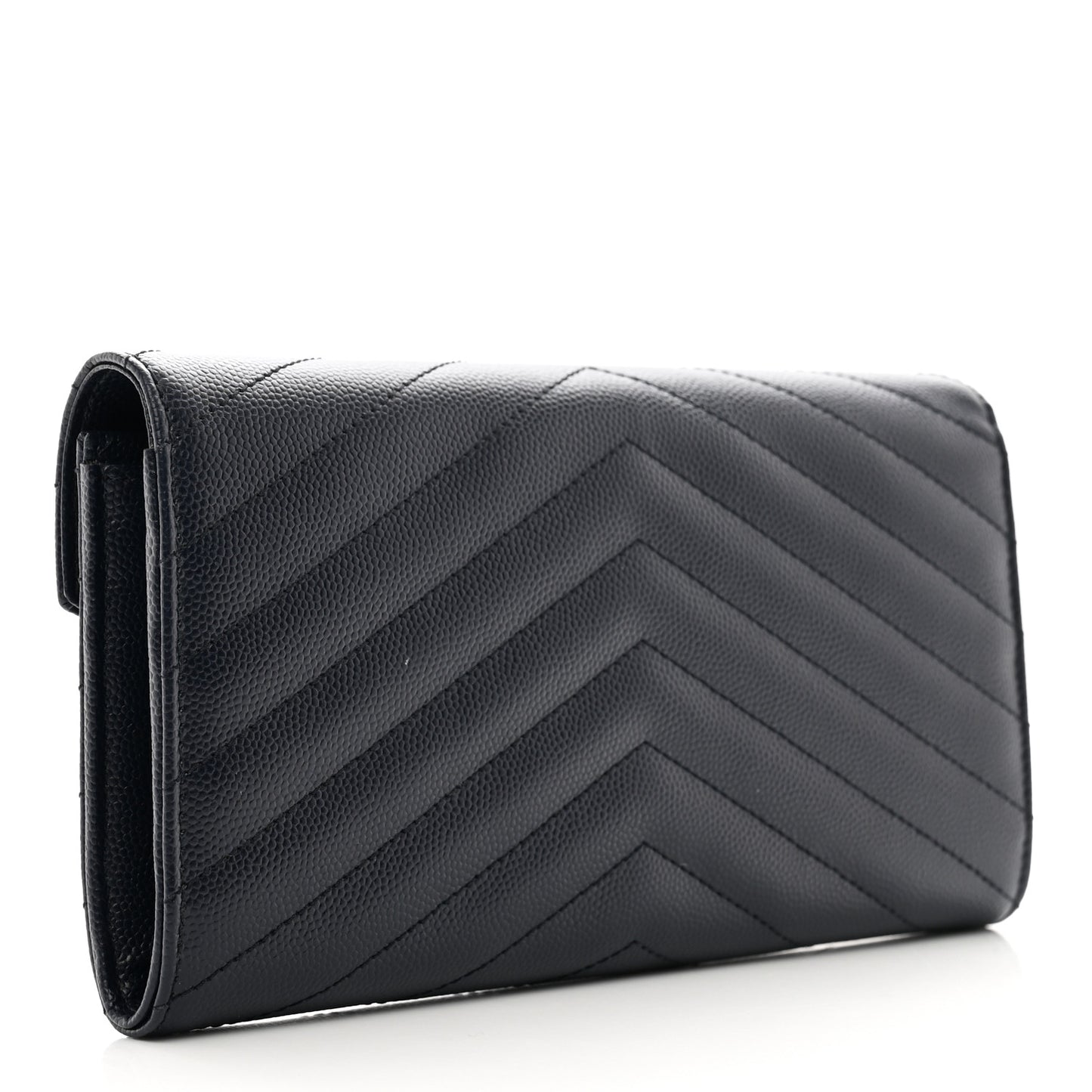 Grain De Poudre Matelasse Chevron Monogram Flap Wallet Deep Marine