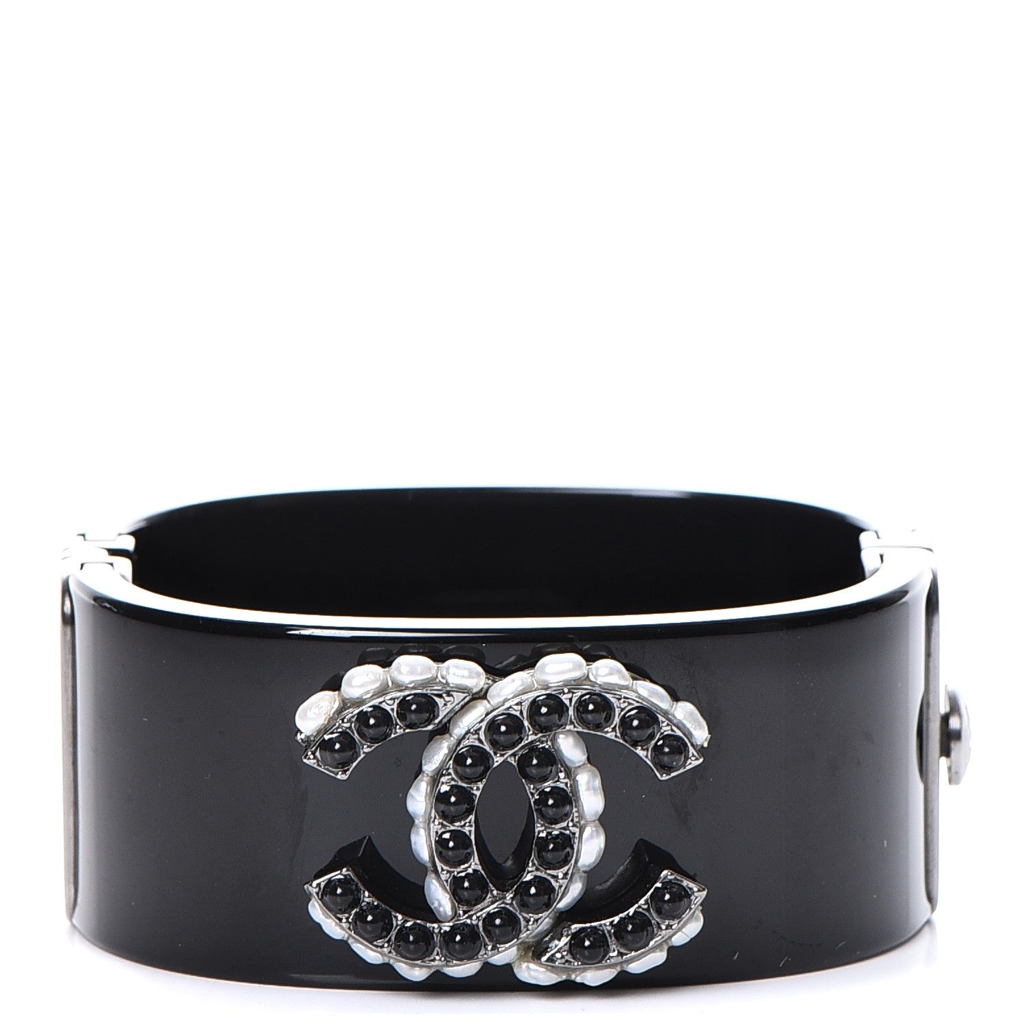 Chanel Resin Pearl CC Cuff Black 1 of 6