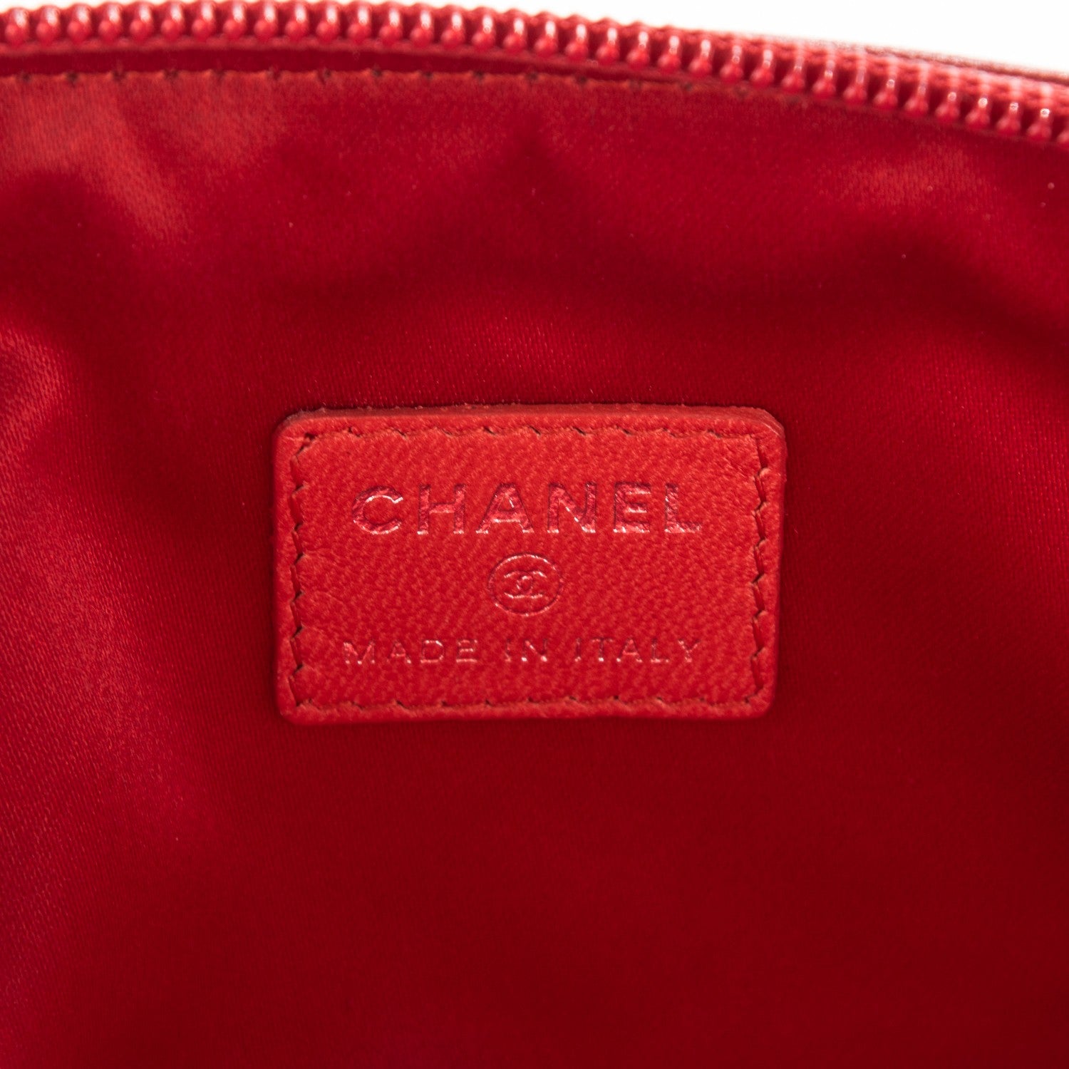 Chanel Lambskin Camellia Embossed Cosmetic Case Red 6 of 7