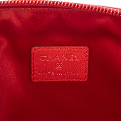 Chanel Lambskin Camellia Embossed Cosmetic Case Red 6 of 7