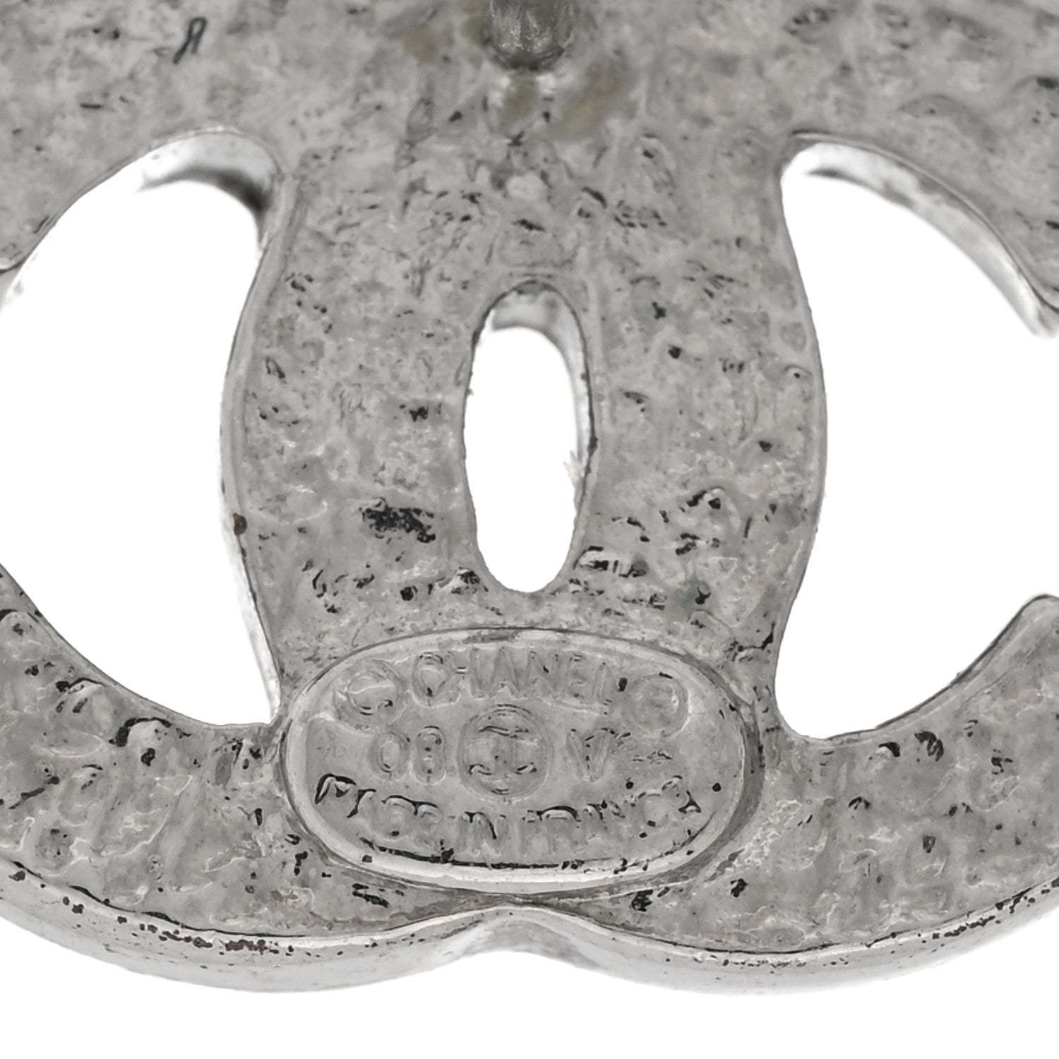 Chanel Metal Crystal CC Earrings Silver 4 of 4