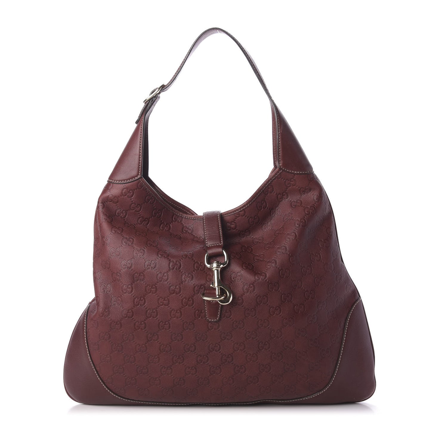 Guccissima Large Jackie O Bouvier Hobo Dark Red