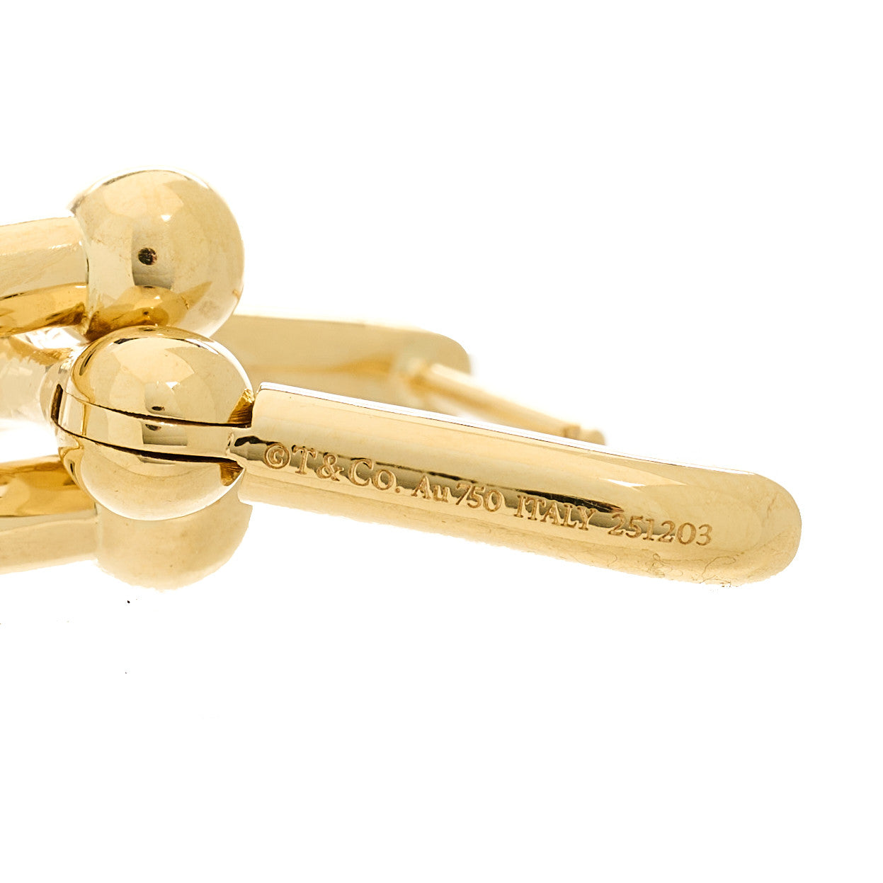 Tiffany 18K Yellow Gold Medium HardWear Link Earrings 4 of 5
