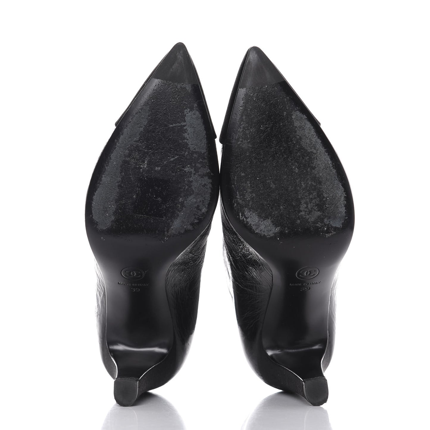 Crumpled Calfskin Satin Cap Toe Short Ankle Boots 39 Black