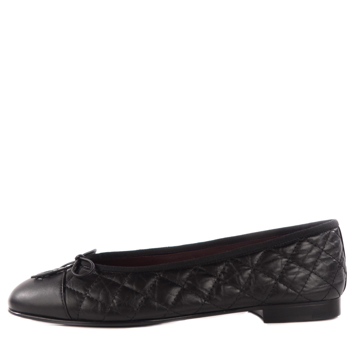 Chanel Aged Calfskin Quilted Cap Toe Ballerina Flats 40 Black 1 of 25
