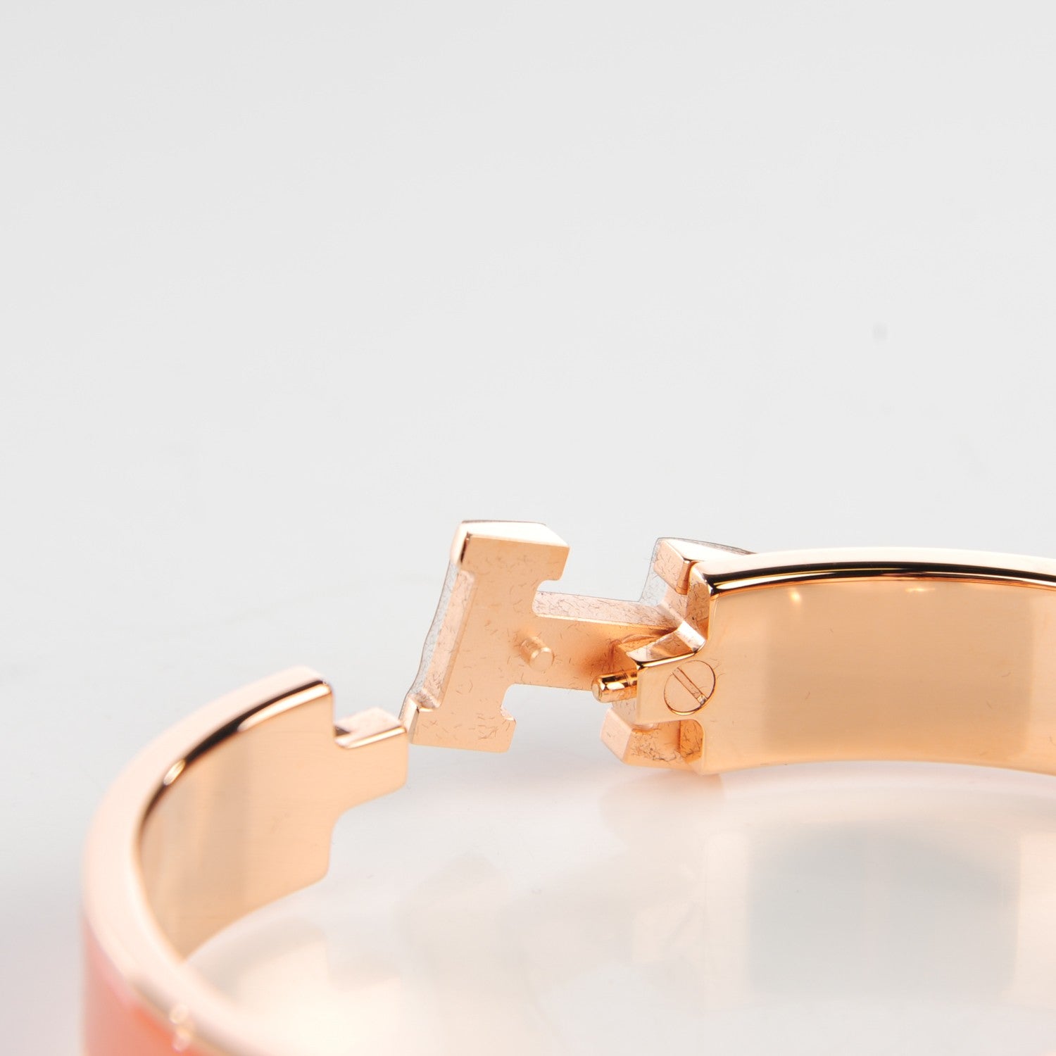Hermes Enamel Narrow Clic Clac H Bracelet GM Rose Saumon 10 of 14