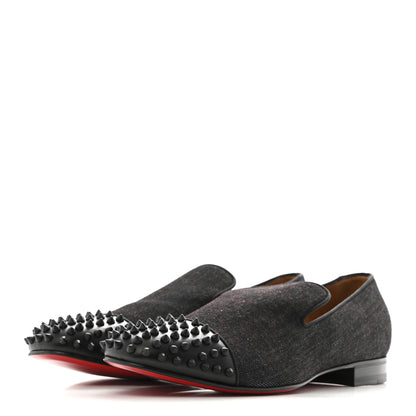 Christian Louboutin Mens Matte Denim Spooky Spike Flat Loafers 45 Black 4 of 9