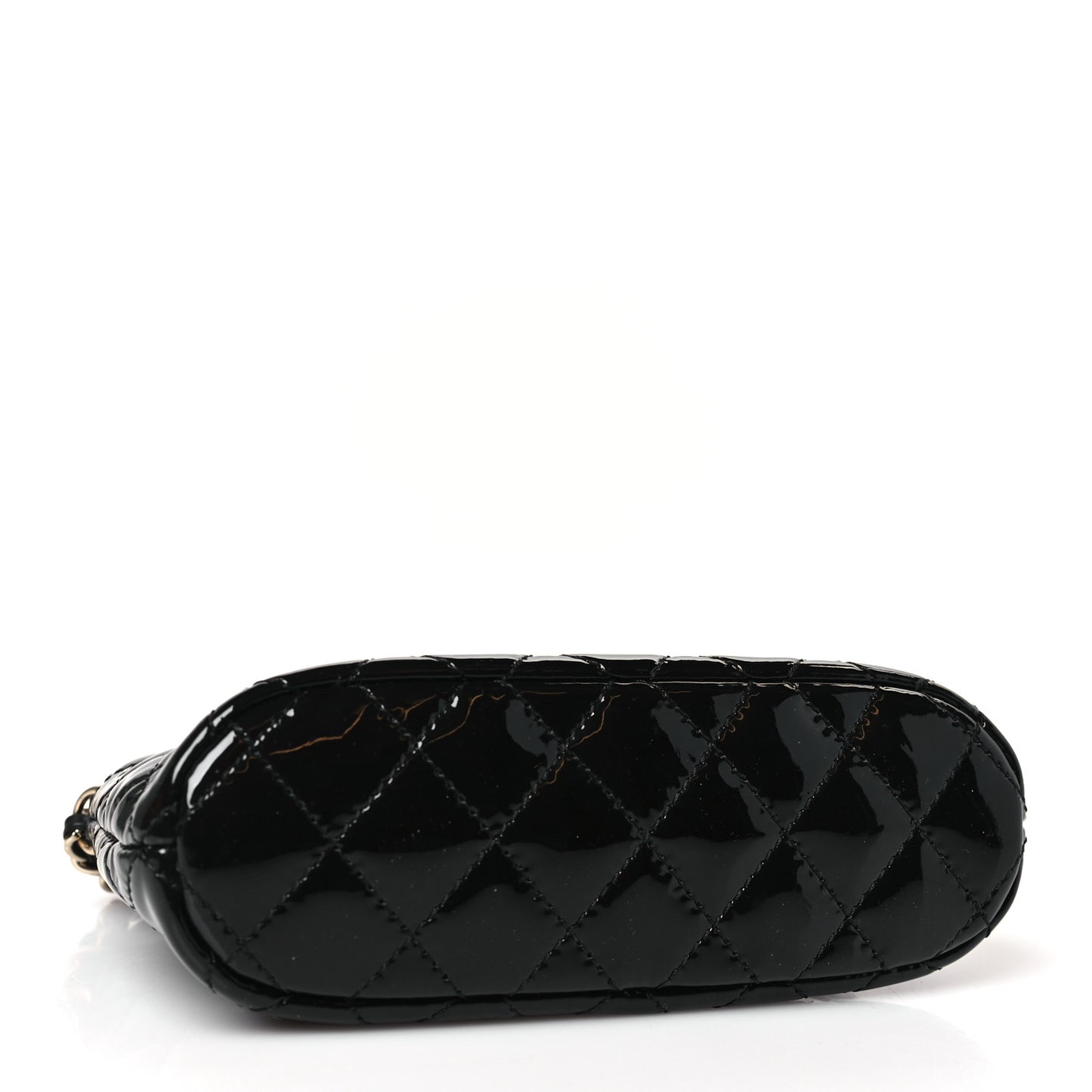 Patent Calfskin Quilted Shiny Coco Clutch With Chain Black
