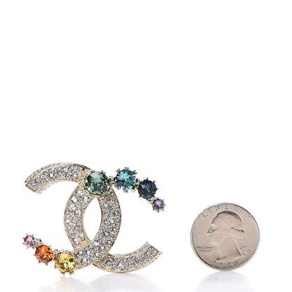 Chanel Crystal Over The Rainbow CC Brooch Gold Multicolor 4 of 4