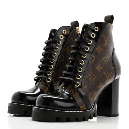 Louis Vuitton Patent Calfskin Monogram Star Trail Ankle Boots 36 Black 3 of 11